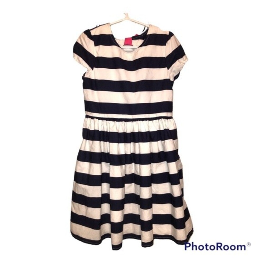 Gymboree Cap Sleeve Dress Sz 7 Navy White Stripe